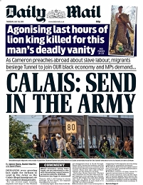 Daily Mail Titel: "Calais: Send in the Army"